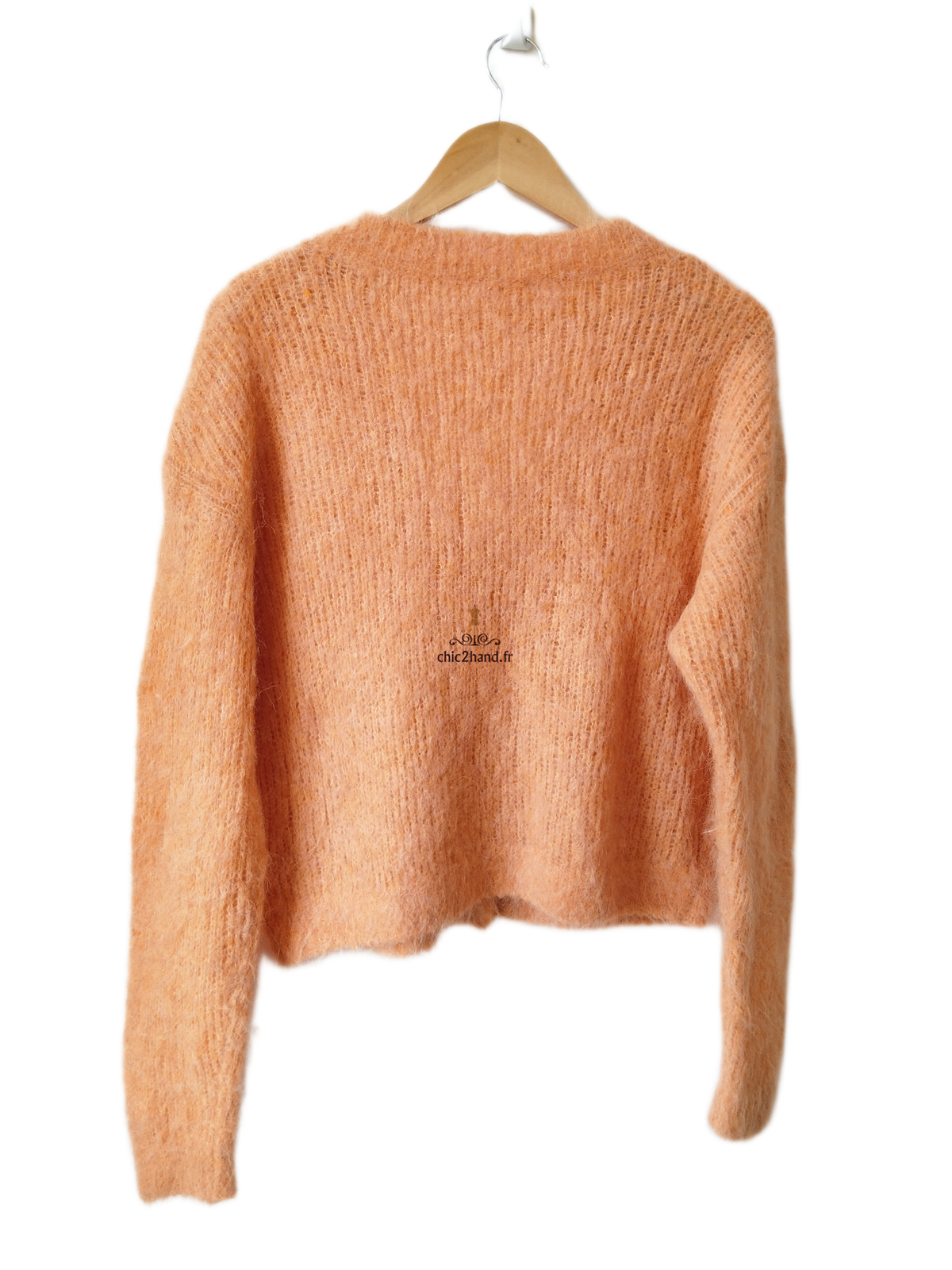 Gilet cardigan oversize poilu doudou 78% alpaga American Vintage bym19a XS S orange Excellent état – Image 6