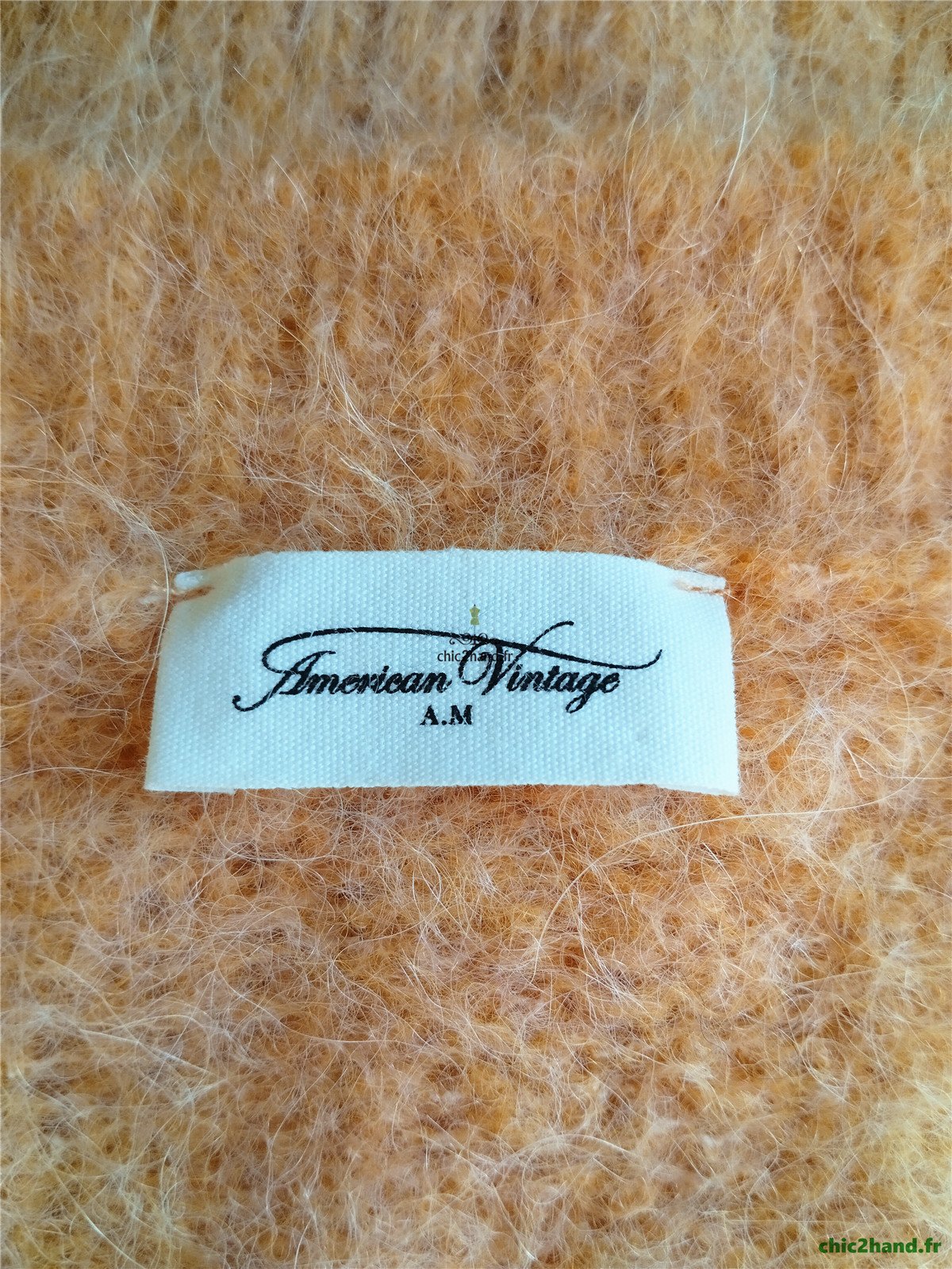 Gilet cardigan oversize poilu doudou 78% alpaga American Vintage bym19a XS S orange Excellent état – Image 11