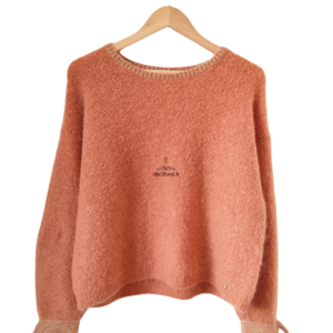 Pull oversize doudou Des Petits Hauts Calinou rose saumon kid mohair T0 NEUF