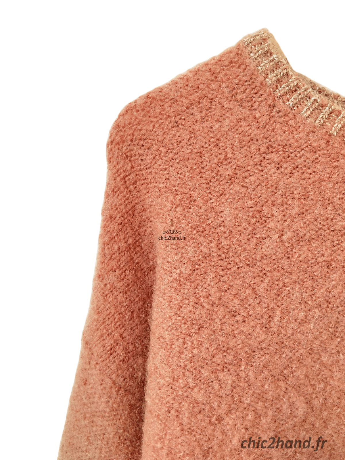 Pull oversize doudou Des Petits Hauts Calinou rose saumon kid mohair T0 NEUF – Image 3