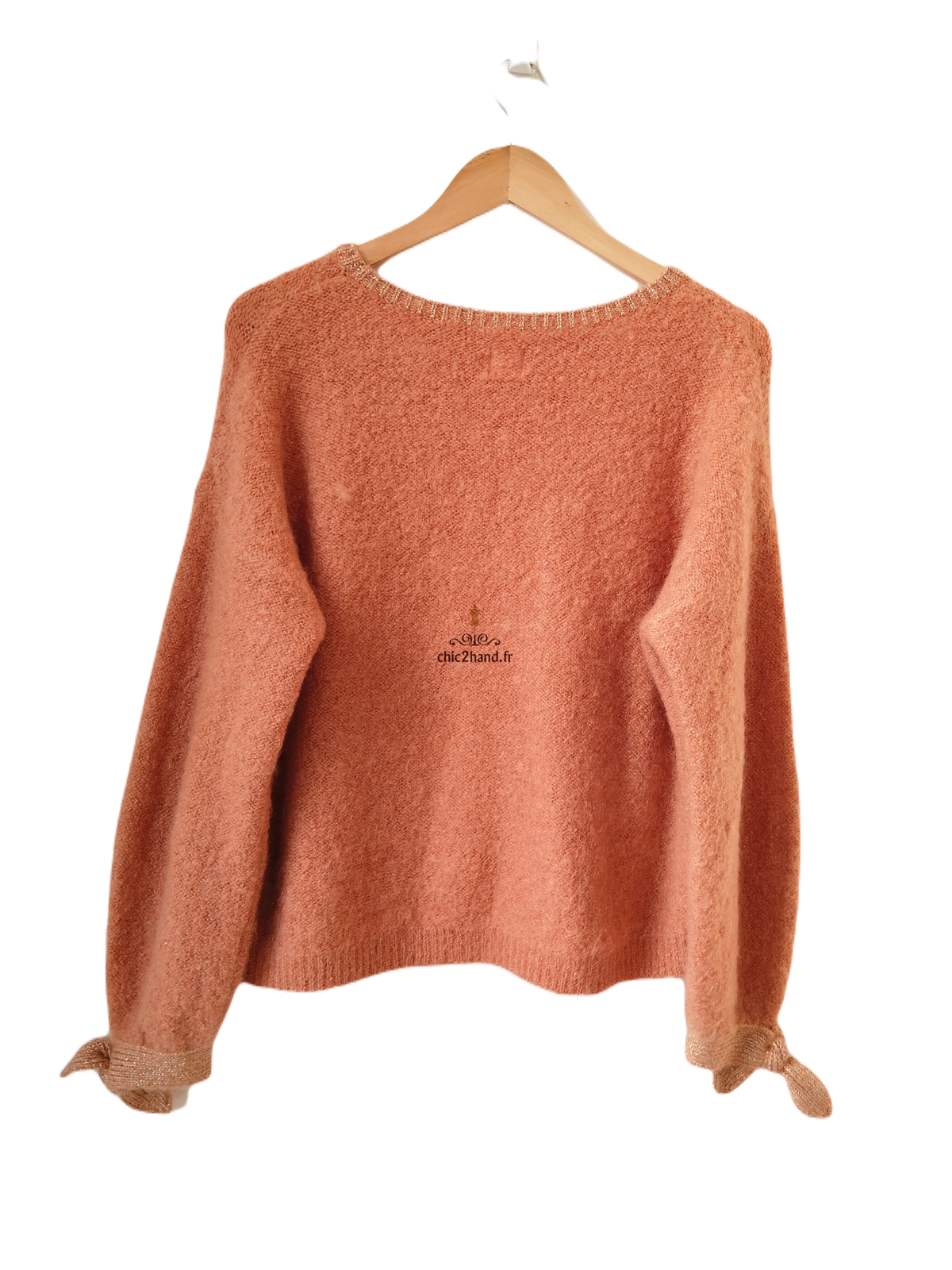 Pull oversize doudou Des Petits Hauts Calinou rose saumon kid mohair T0 NEUF – Image 5