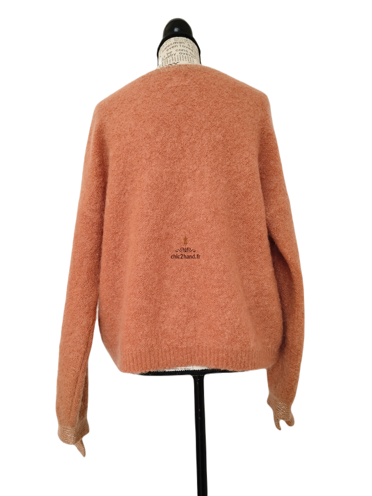 Pull oversize doudou Des Petits Hauts Calinou rose saumon kid mohair T0 NEUF – Image 7