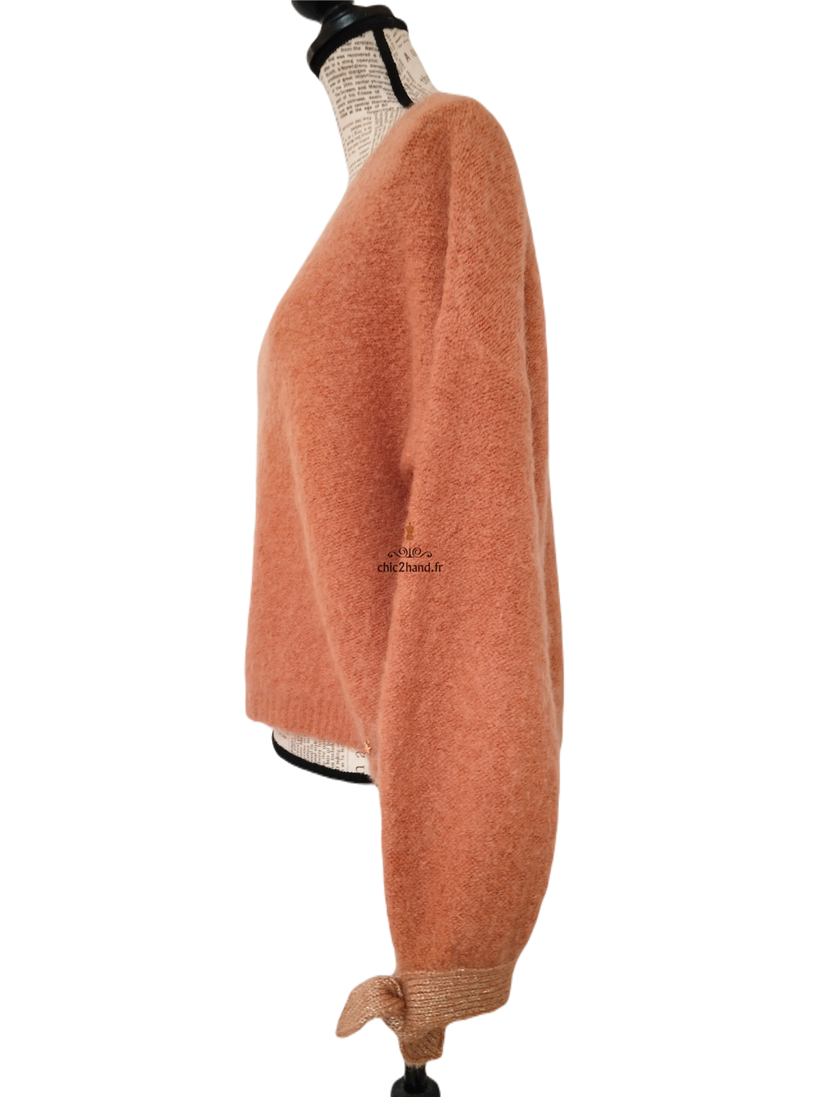 Pull oversize doudou Des Petits Hauts Calinou rose saumon kid mohair T0 NEUF – Image 8