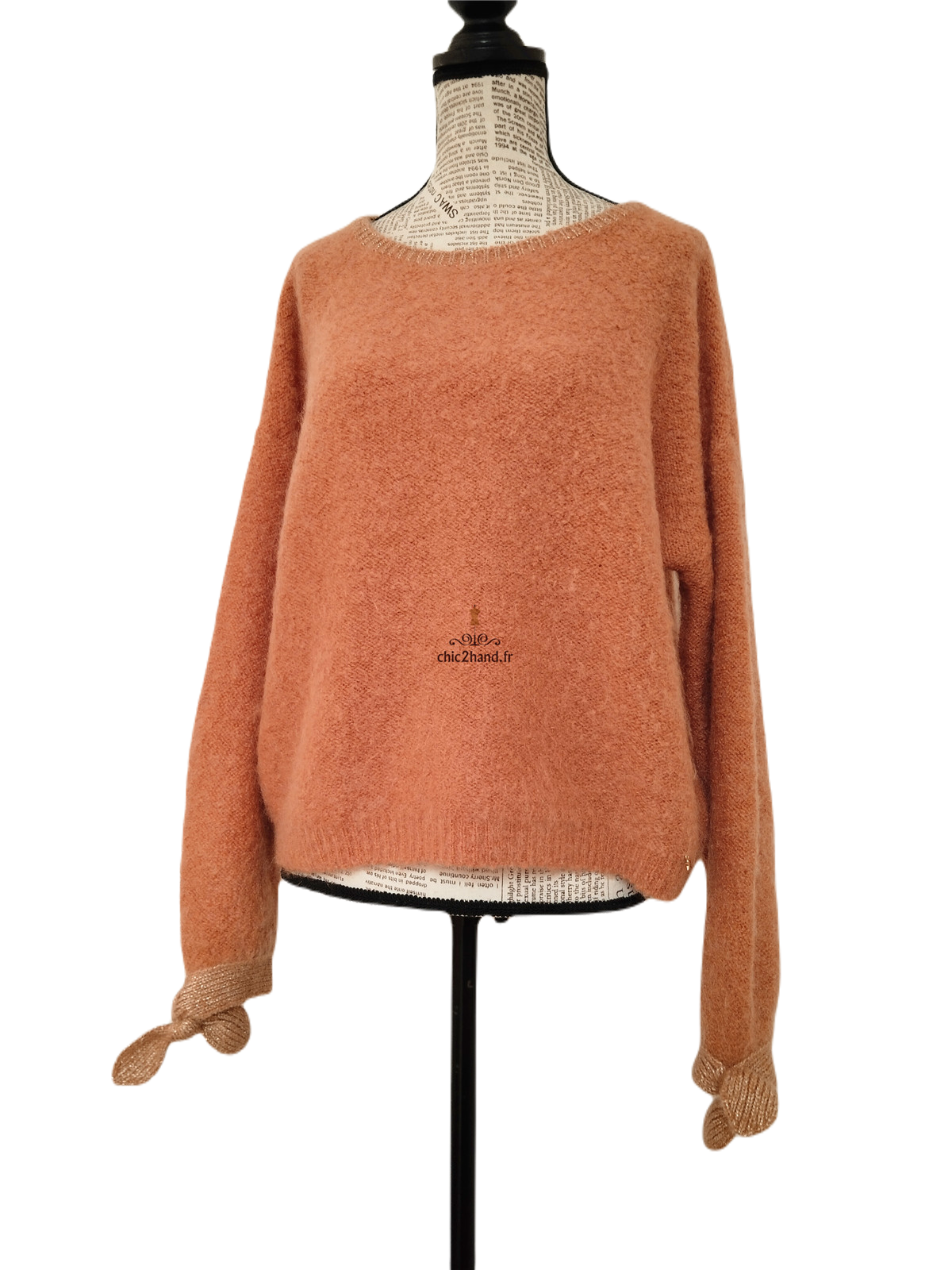 Pull oversize doudou Des Petits Hauts Calinou rose saumon kid mohair T0 NEUF – Image 9
