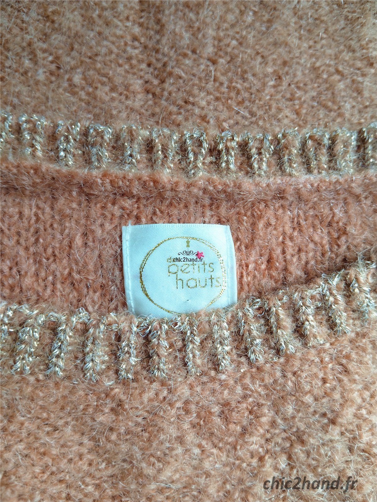 Pull oversize doudou Des Petits Hauts Calinou rose saumon kid mohair T0 NEUF – Image 12