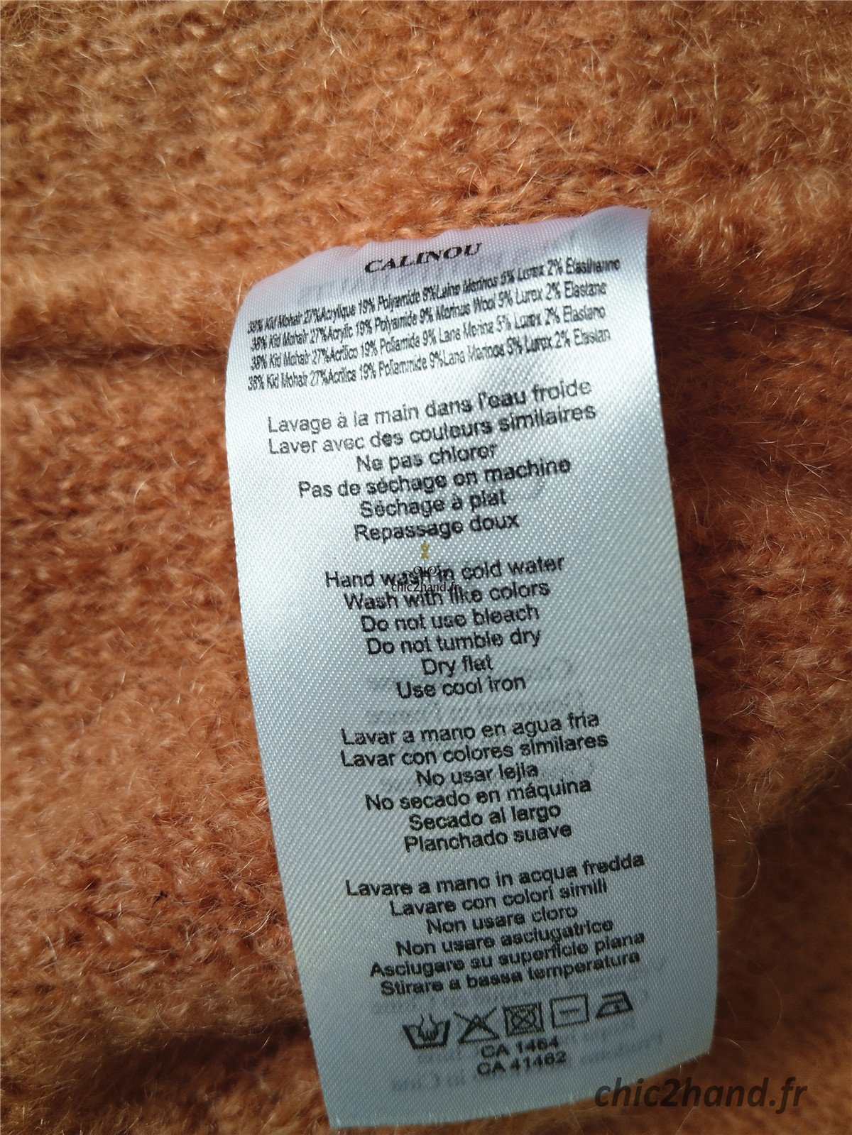 Pull oversize doudou Des Petits Hauts Calinou rose saumon kid mohair T0 NEUF – Image 10