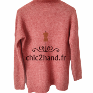Pull oversize col roulé laine kid mohair Des Petits Hauts T1 rose excellent état carlin