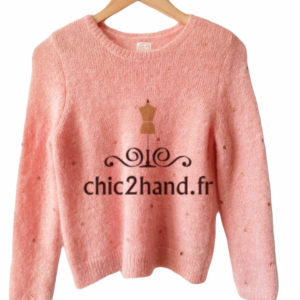 Pull doudou rose pivoine kid mohair Des Petits Hauts S Neuf modèle carmosa