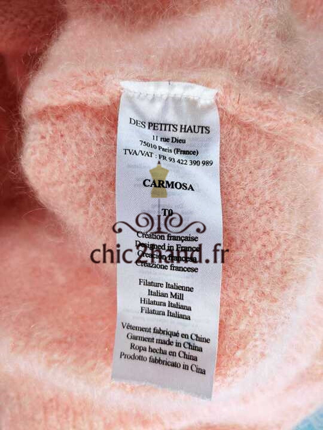 Pull doudou rose pivoine kid mohair Des Petits Hauts XS Neuf modèle carmosa – Image 9
