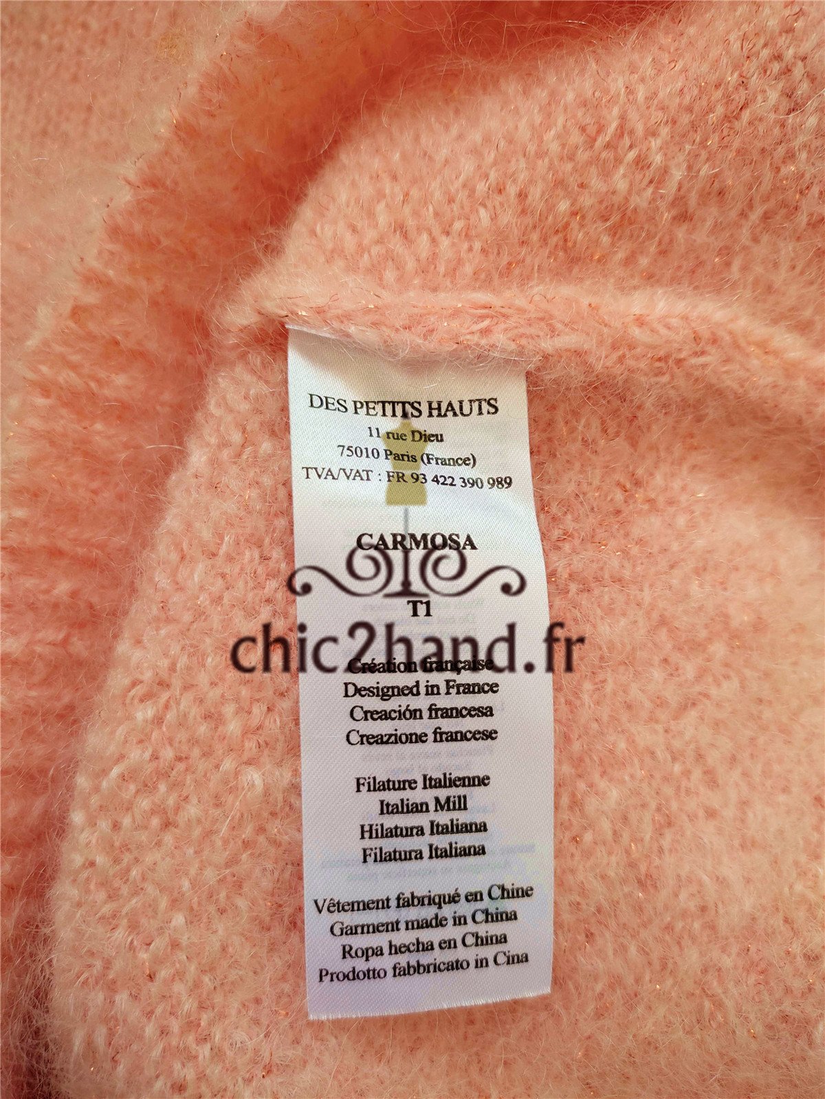 Pull doudou rose pivoine kid mohair Des Petits Hauts S Neuf modèle carmosa – Image 3