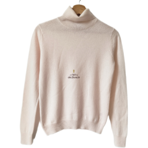Pull col roulé doudou 100% pur cachemire Caroll S rose clair NEUF