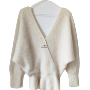 Pull doudou Des Petits Hauts Celeste laine alpaga lurex blanc T0 Neuf