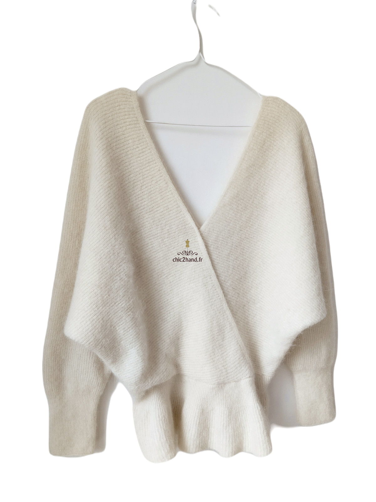 Pull doudou Des Petits Hauts Celeste laine alpaga lurex blanc T0 Neuf – Image 4