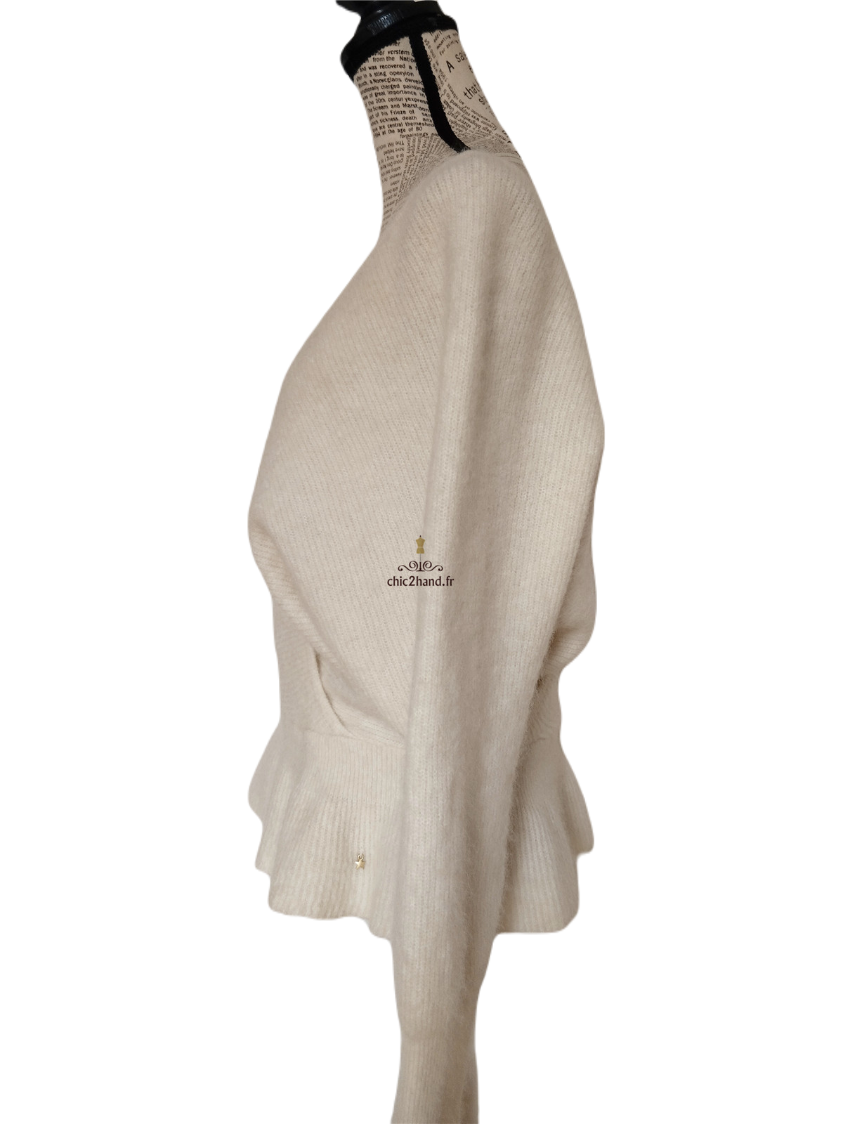 Pull doudou Des Petits Hauts Celeste laine alpaga lurex blanc T0 Neuf – Image 9