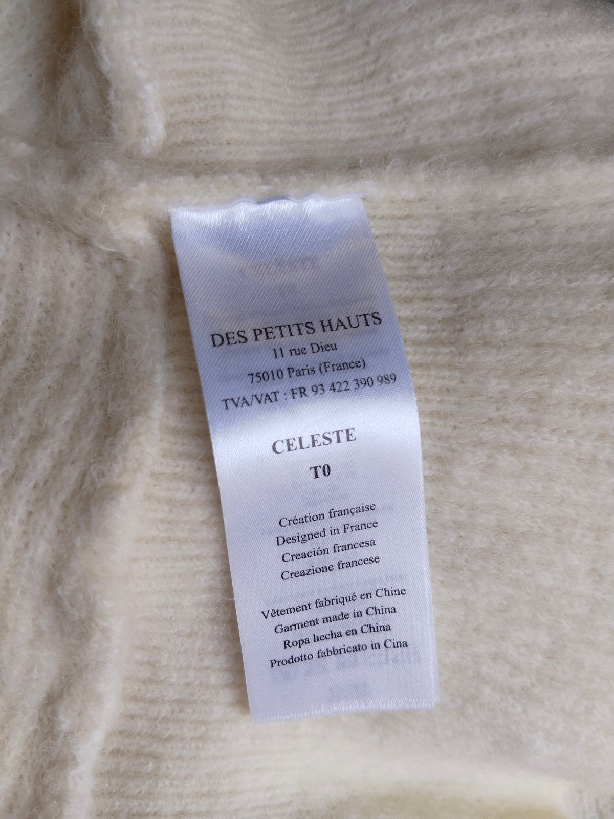 Pull doudou Des Petits Hauts Celeste laine alpaga lurex blanc T0 Neuf – Image 3