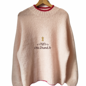 Pull oversize doudou col montant Des Petits Hauts chalala kid mohair mérinos T3 rose tendre NEUF