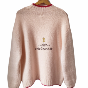 Pull oversize doudou col montant Des Petits Hauts chalala kid mohair mérinos T3 rose tendre NEUF