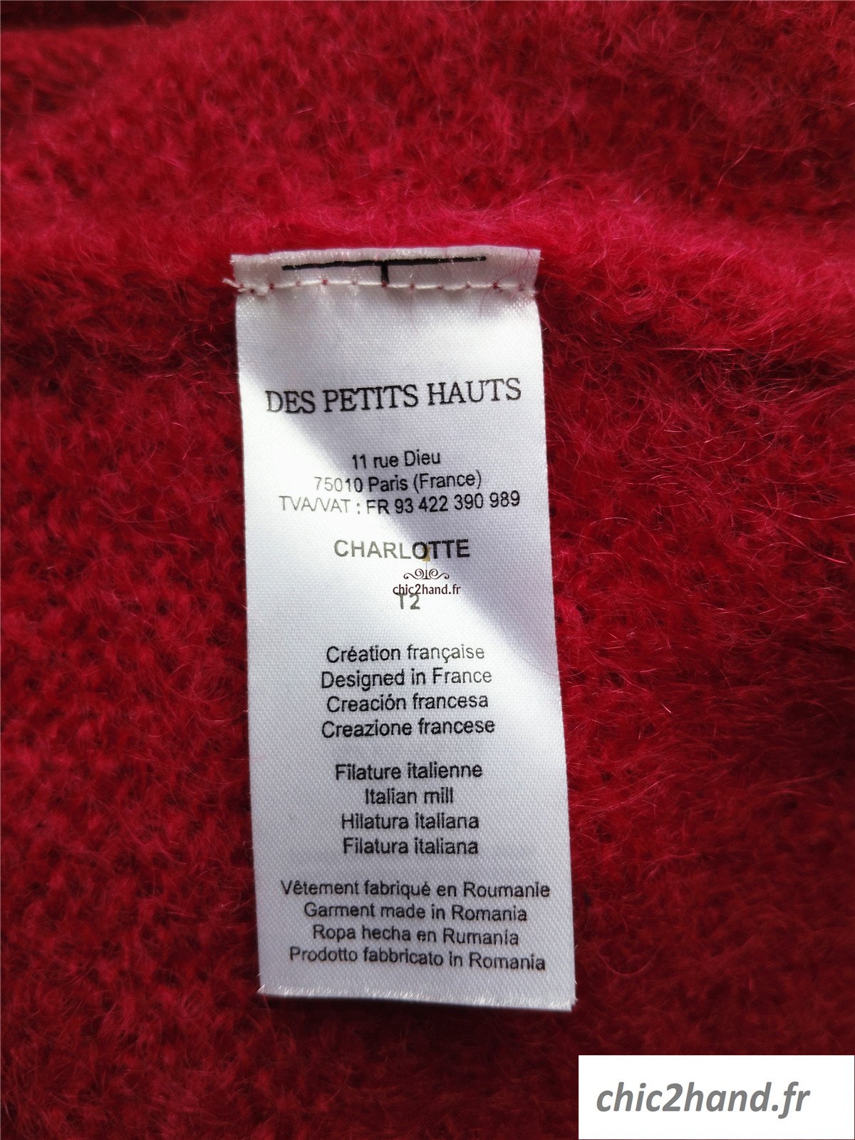 Pull oversize avec capuche rose kid mohair Des Petits Hauts T2 Neuf modèle charlotte – Image 12