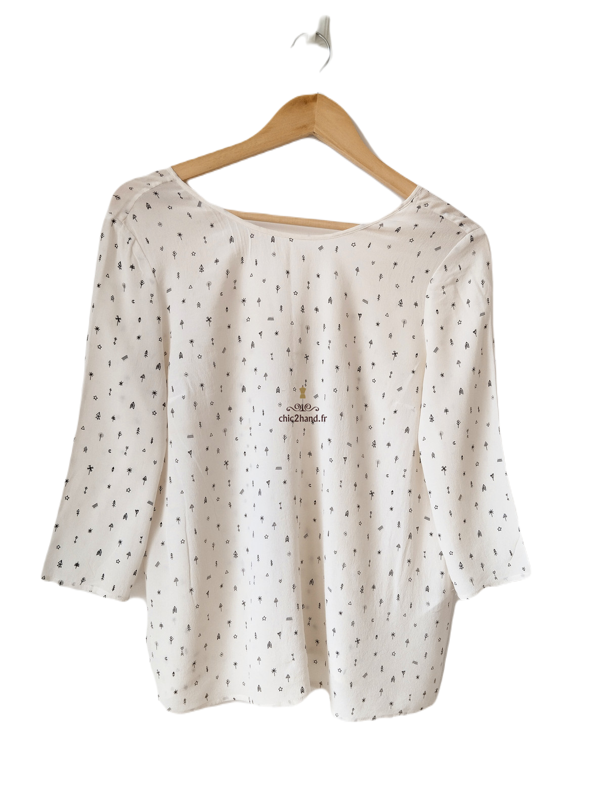 Chemisier blouse oversize 100% pure soie Des Petits Hauts falida S Neuf blanc crème – Image 3