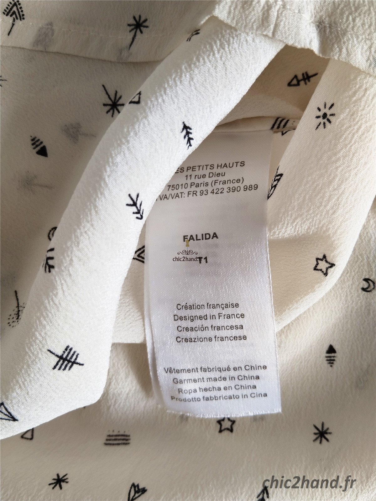 Chemisier blouse oversize 100% pure soie Des Petits Hauts falida S Neuf blanc crème – Image 8