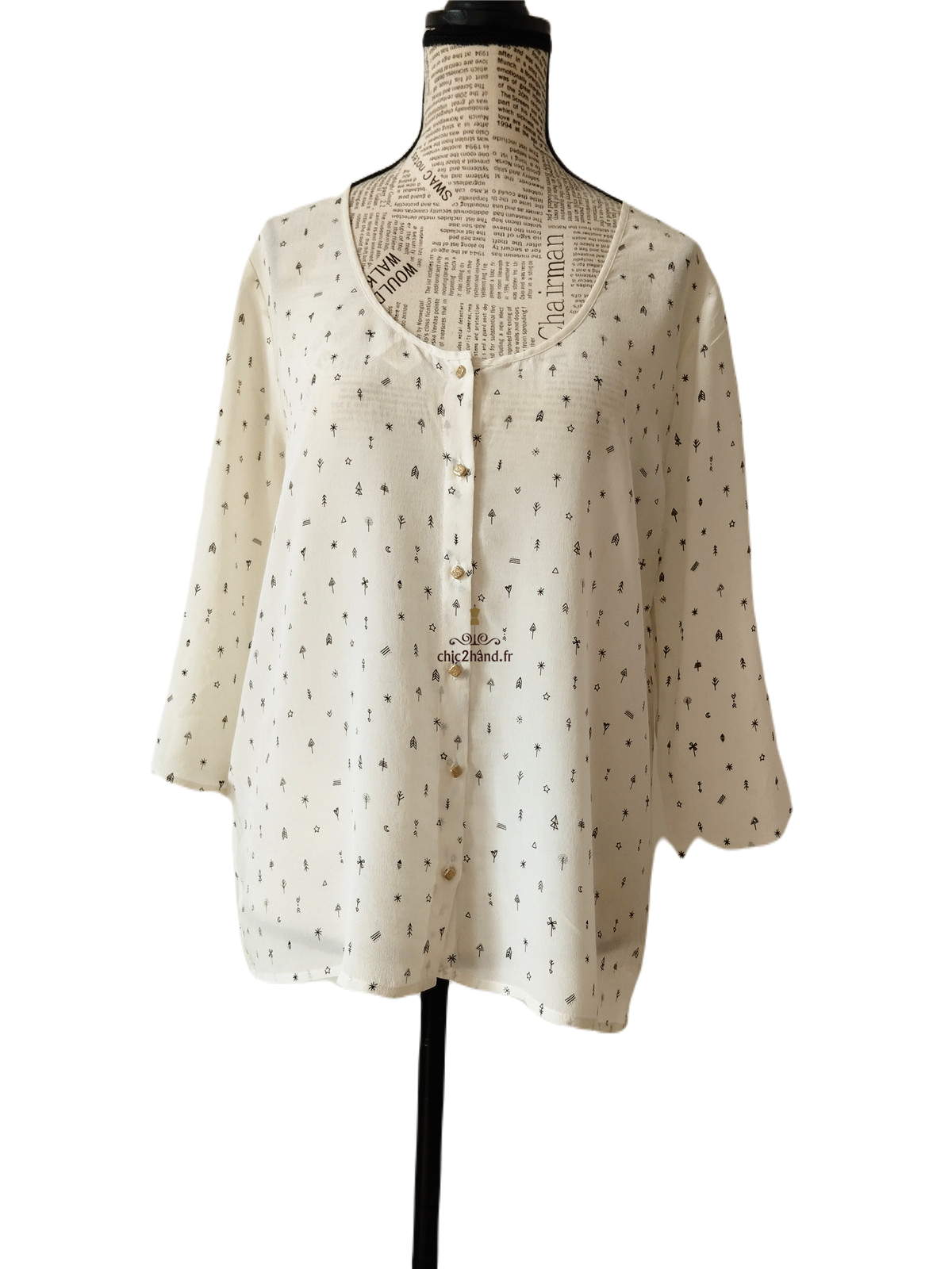 Chemisier blouse oversize 100% pure soie Des Petits Hauts falida S Neuf blanc crème – Image 4