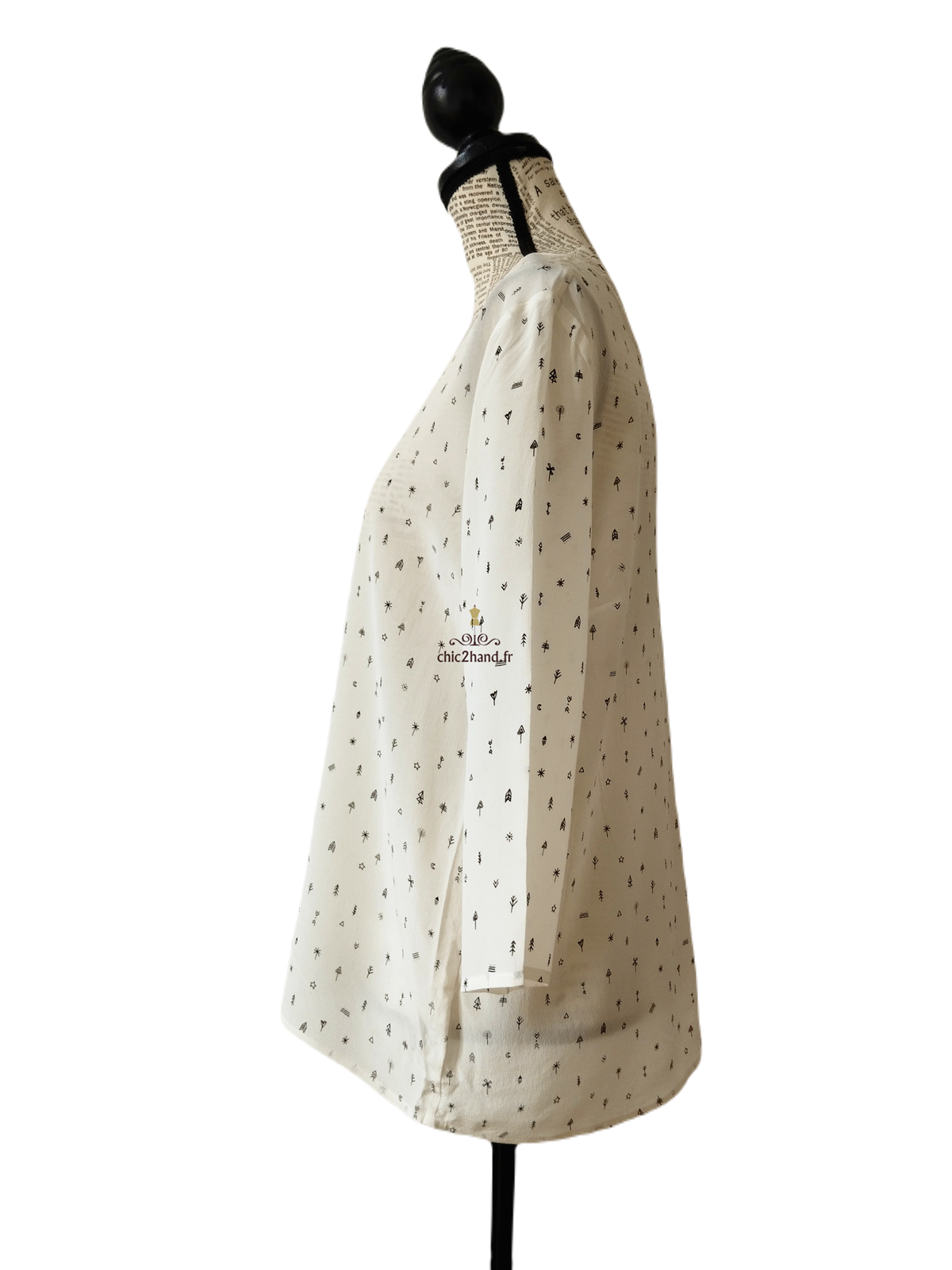 Chemisier blouse oversize 100% pure soie Des Petits Hauts falida S Neuf blanc crème – Image 5