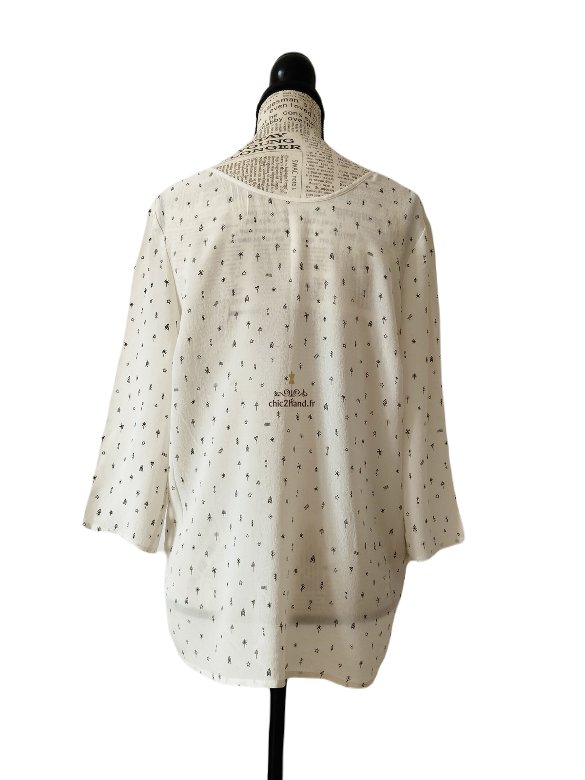 Chemisier blouse oversize 100% pure soie Des Petits Hauts falida S Neuf blanc crème – Image 6