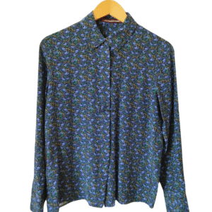 Très jolie chemise en 100% soie Comptoir des Cotonniers S NEUF misabethou  vert bleu fleuri
