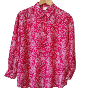 Chemisier blouse oversize manches longues Des Petits Hauts Silly 100% soie S M rose fleuri NEUF