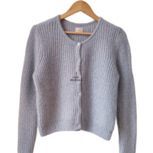 Gilet cardigan oversize doudou Des Petits Hauts colisee super kid mohair T2 bleu argenté NEUF