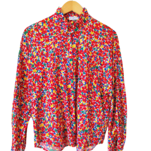 Top blouse manches longues rouge fleuris Claudie Pierlot M fr38 NEUF