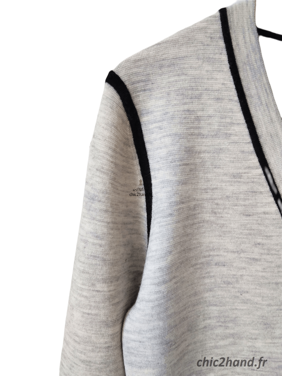 Gilet cardigan doudou 70% laine Claudie Pierlot T2 gris clair noir neuf – Image 5