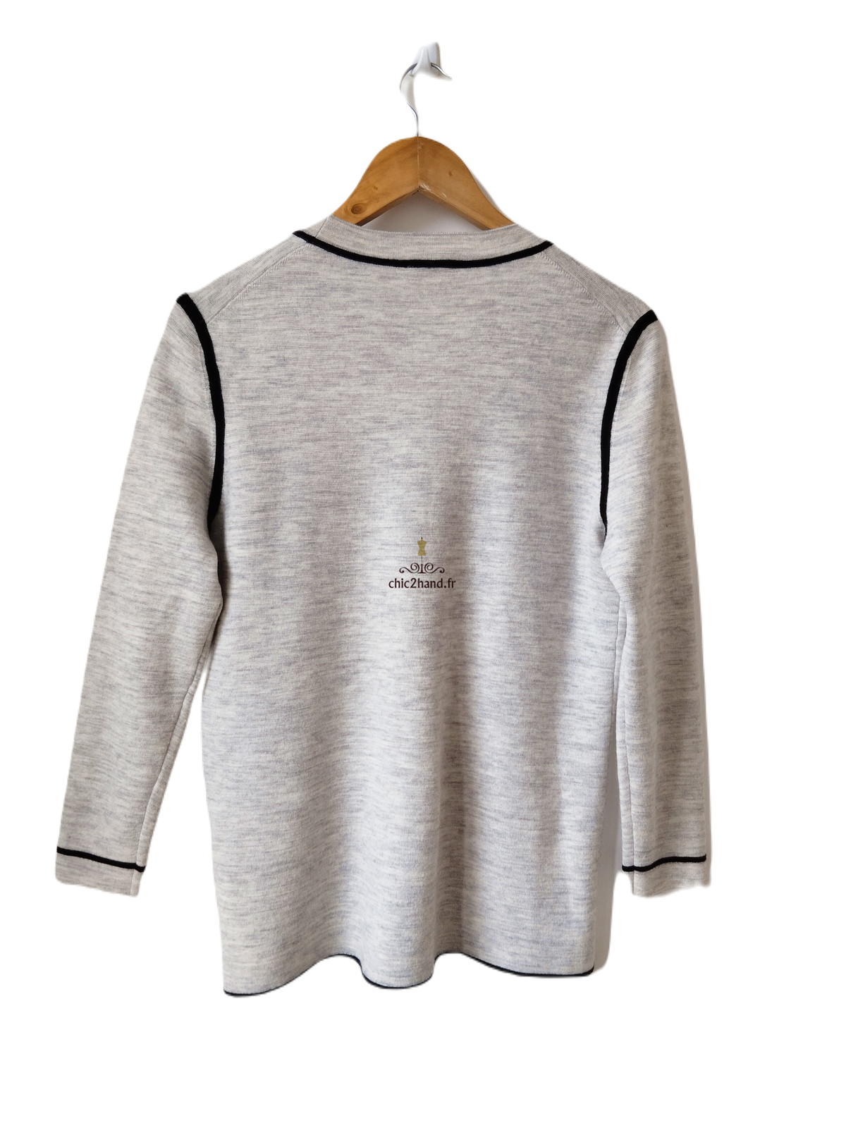 Gilet cardigan doudou 70% laine Claudie Pierlot T2 gris clair noir neuf – Image 6
