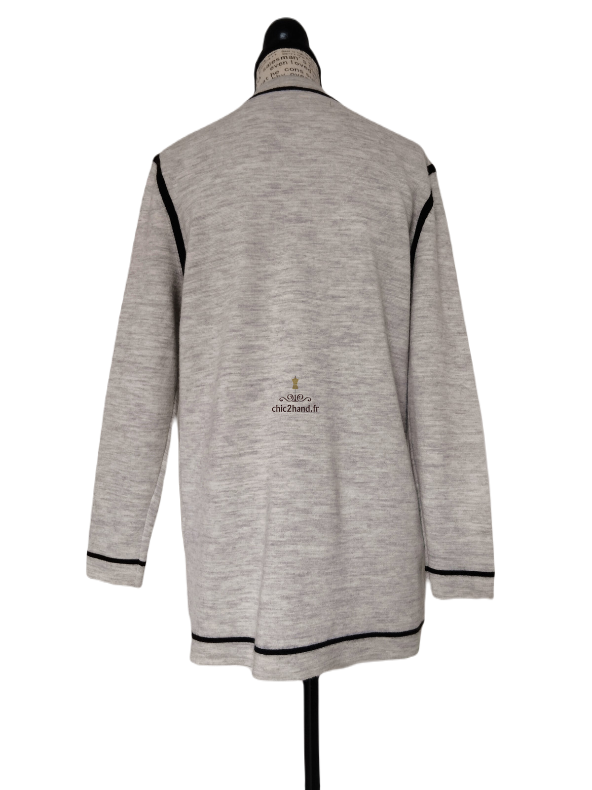 Gilet cardigan doudou 70% laine Claudie Pierlot T2 gris clair noir neuf – Image 9