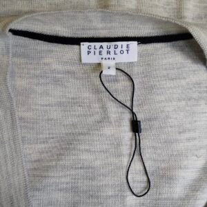 Gilet cardigan doudou 70% laine Claudie Pierlot T2 gris clair noir neuf