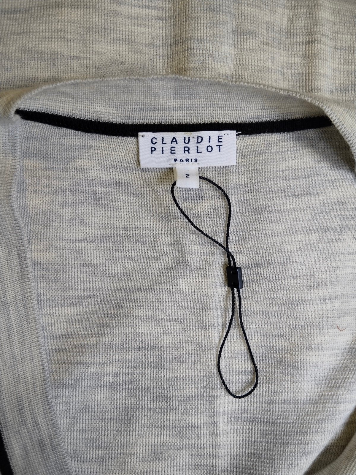 Gilet cardigan doudou 70% laine Claudie Pierlot T2 gris clair noir neuf – Image 2