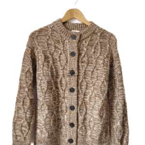 Gilet cardigan doudou oversize 80% laine Claudie Pierlot T0 marron blanc chiné NEUF