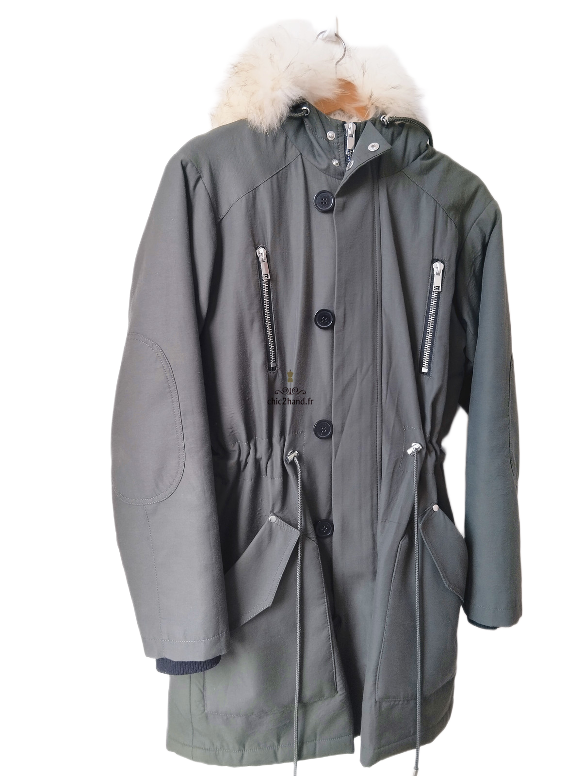 Parka fourrue avec capuche Claudie Pierlot FR36 S kaki Excellent état – Image 6