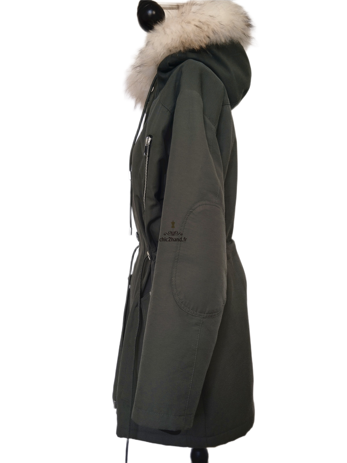 Parka fourrue avec capuche Claudie Pierlot FR36 S kaki Excellent état – Image 9