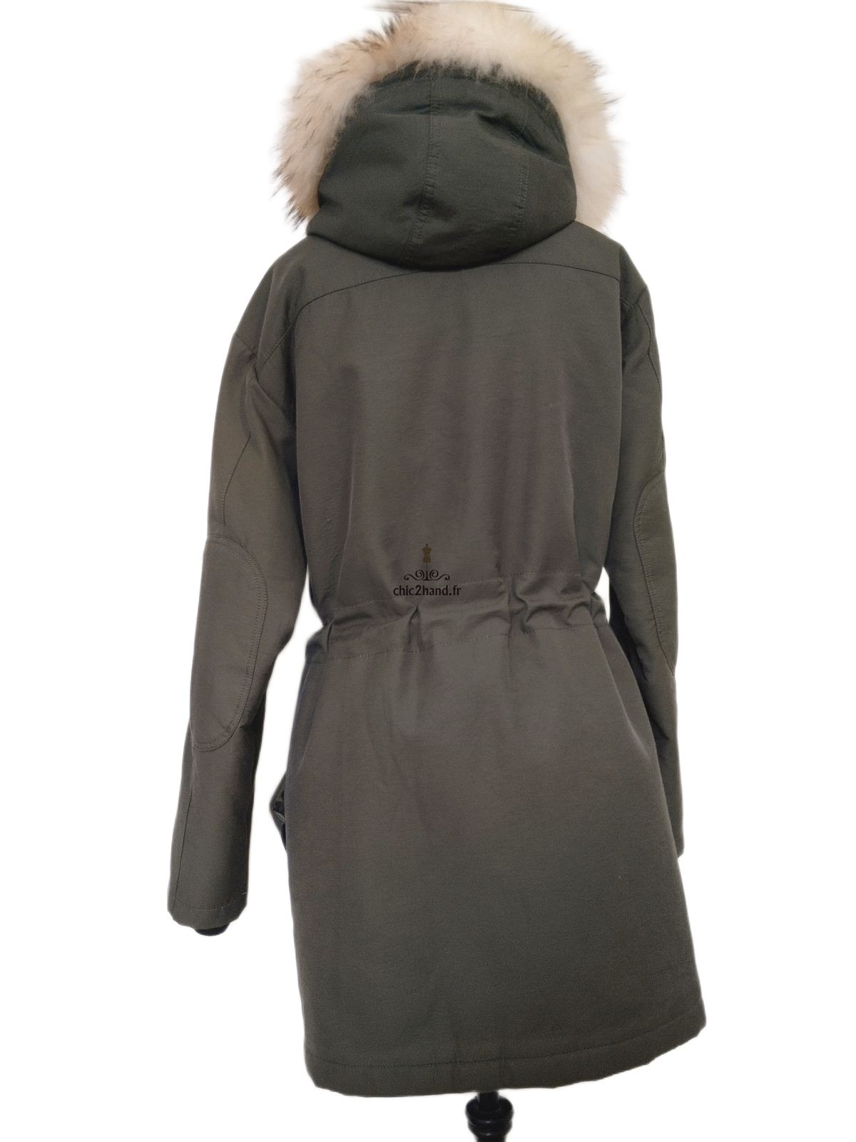 Parka fourrue avec capuche Claudie Pierlot FR36 S kaki Excellent état – Image 4