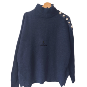 Pull épais doudou laine col montant Claudie Pierlot T3 bleu marine Excellent état