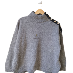 Pull épais doudou laine col montant Claudie Pierlot T1 gris chiné neuf