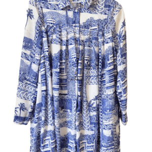 Robe manches longues pli bleu fleuris Claudie Pierlot S fr36 NEUF