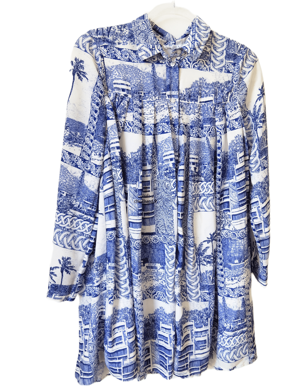 Robe manches longues pli bleu fleuris Claudie Pierlot S fr36 NEUF – Image 4