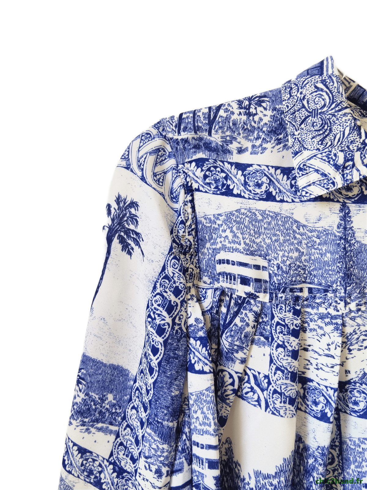 Robe manches longues pli bleu fleuris Claudie Pierlot S fr36 NEUF – Image 5