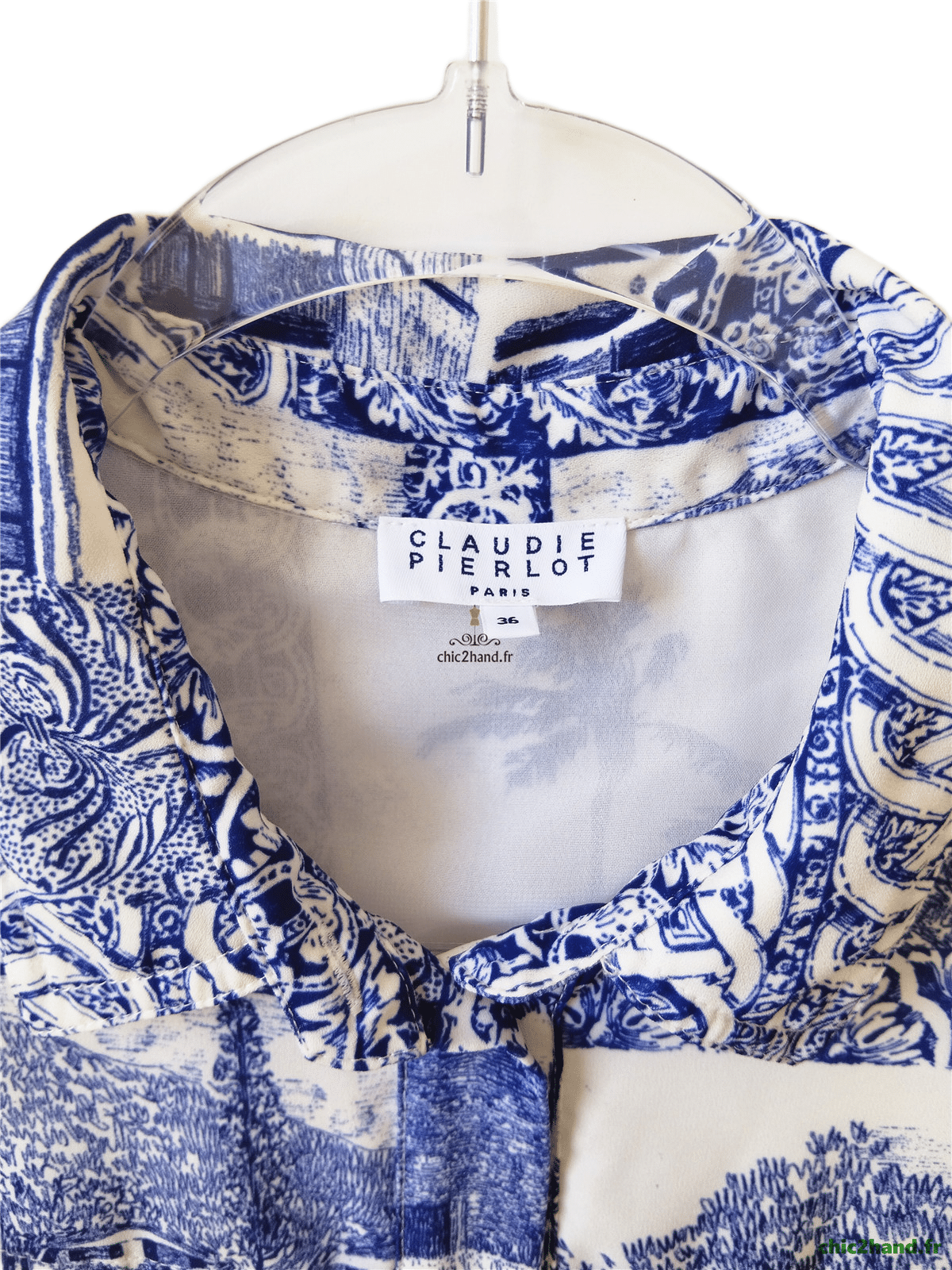 Robe manches longues pli bleu fleuris Claudie Pierlot S fr36 NEUF – Image 6