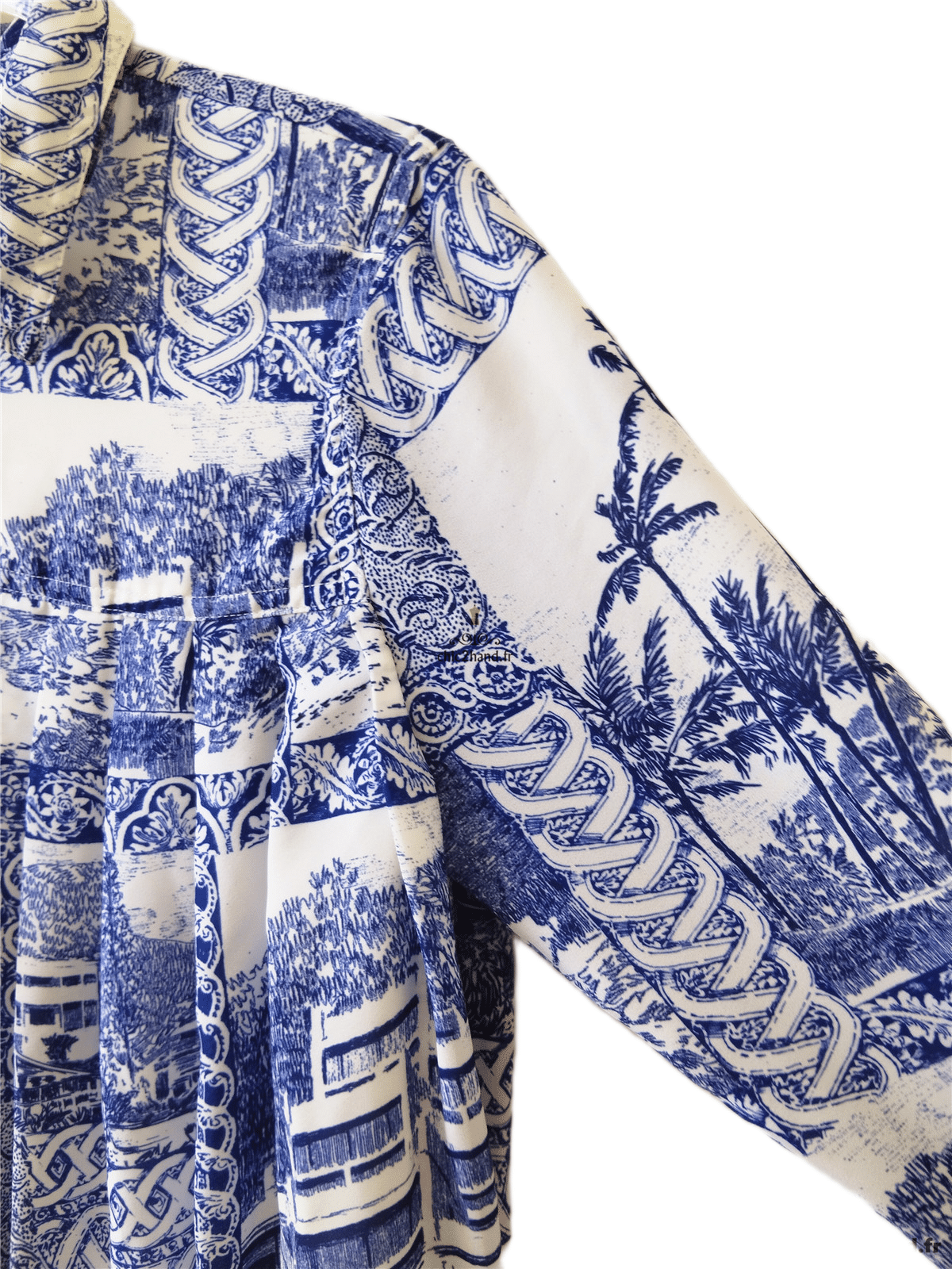 Robe manches longues pli bleu fleuris Claudie Pierlot S fr36 NEUF – Image 7