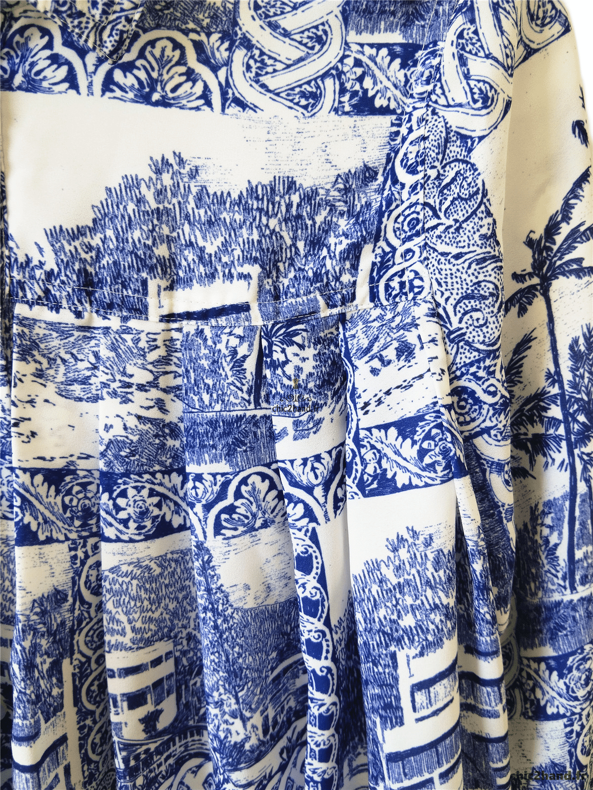 Robe manches longues pli bleu fleuris Claudie Pierlot S fr36 NEUF – Image 8