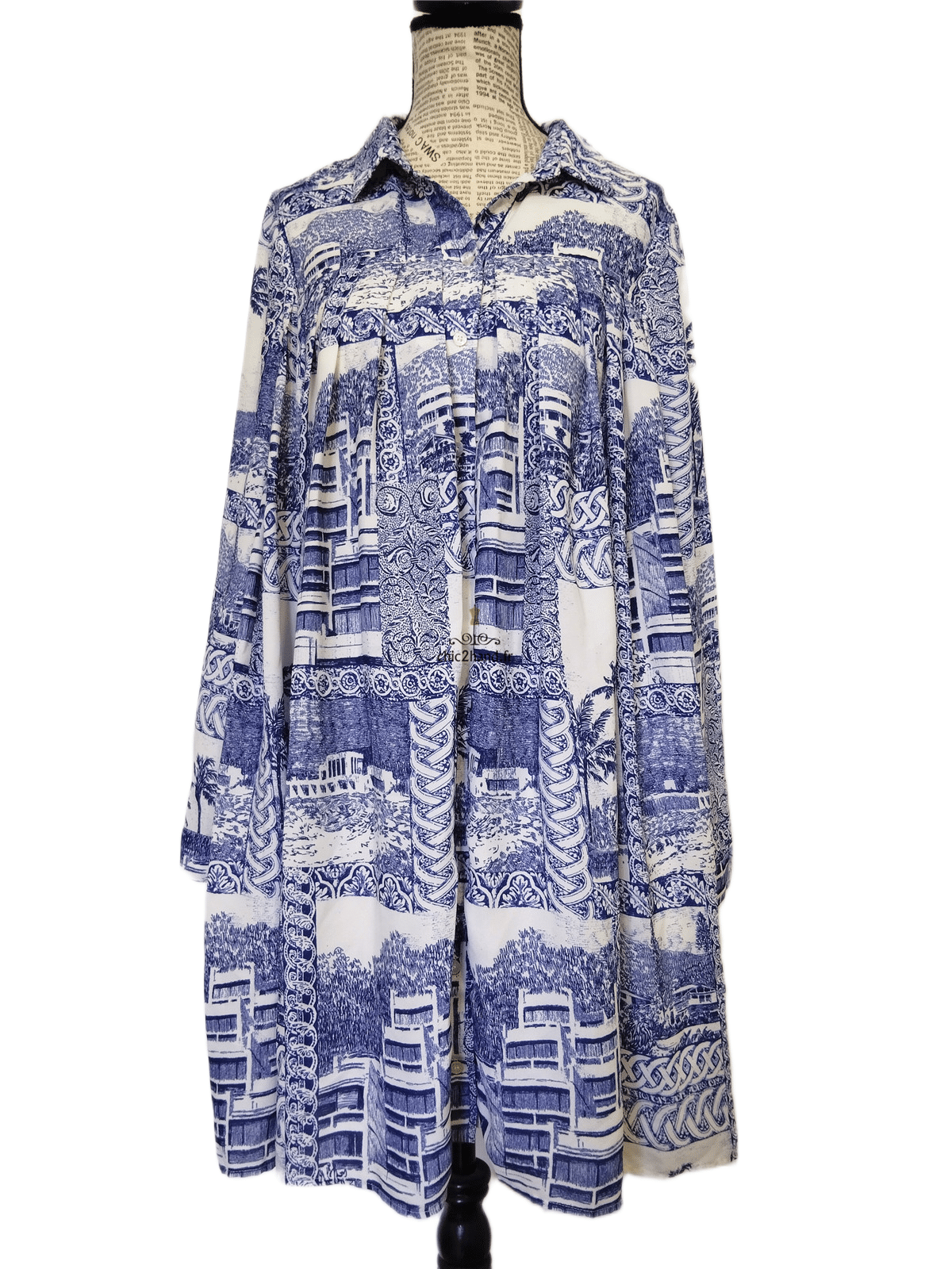 Robe manches longues pli bleu fleuris Claudie Pierlot S fr36 NEUF – Image 10