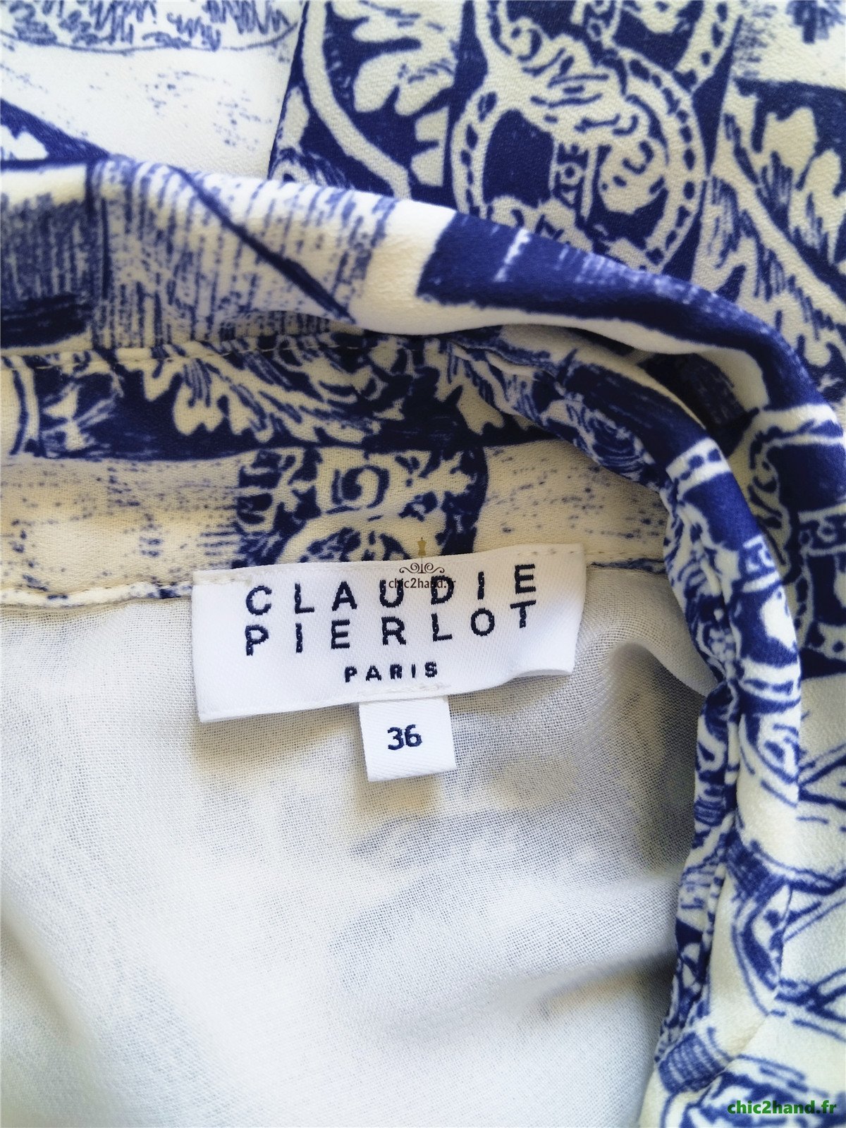 Robe manches longues pli bleu fleuris Claudie Pierlot S fr36 NEUF – Image 15